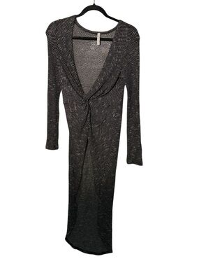 A+ Ellen Gray Crochet Knit Long Sleeve Layering Top Size Medium